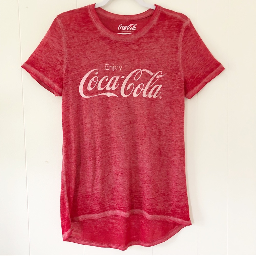 Coca Cola Logo Burnout Hi Lo Tee Size Large